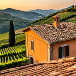**

"A cozy Italian countryside scene. In the foreground, a weathered stone house with terracotta roof tiles. In the background, rolling hills covered with vineyards under a warm, golden sunset. In the house, a gramma is holding a small gold bar, as an investment to protect against inflation. The style should be painterly and nostalgic, reminiscent of vintage Italian postcards."

**