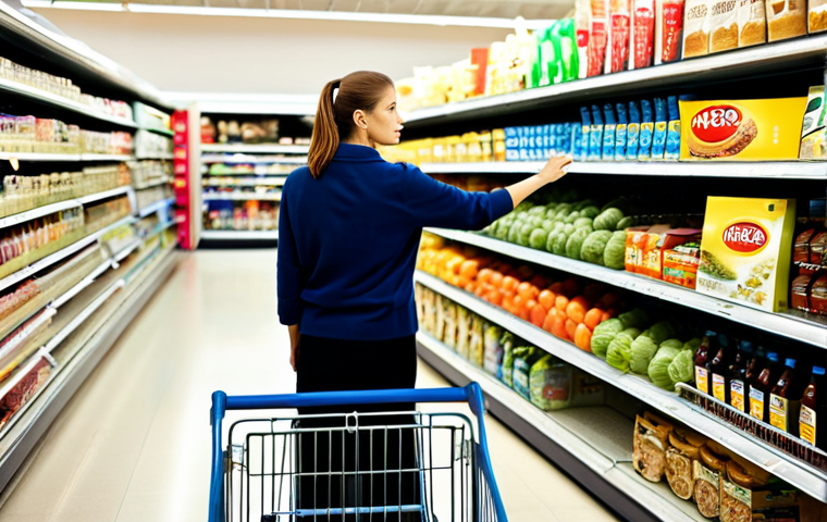 A diverse adult individual, fully clothed in professional yet comfortable attire, stands thoughtfully in a brightly lit supermarket aisle. They are looking at a nearly empty shopping cart, with a few staple groceries inside, their expression conveying a mix of concern and determination regarding rising prices. The background shows blurred shelves filled with various products, emphasizing the consumer experience. This image should have perfect anatomy, correct proportions, a natural pose, well-formed hands, proper finger count, and natural body proportions. The content is safe for work, appropriate content, and family-friendly.