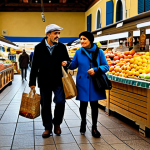 Home 6 "A family-friendly scene depicting a modern Italian family in appropriate attire, shopping for groceries at a local market in Florence, fully clothed, safe for work, perfect anatomy, natural pose, warm lighting, professional photography, high quality, modest."