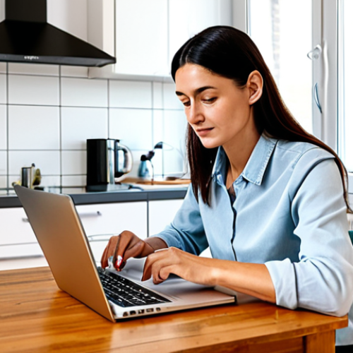 Home 17 인플레이션 대응을 위한 재무 목표 설정 - Budgeting and Financial Planning**
"A woman sitting at a wooden kitchen table in a brightly lit Ita...